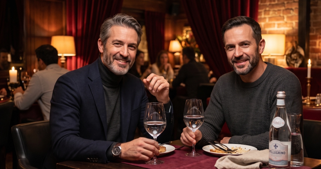 Martin a Tomáš na společném setkání v restauraci
